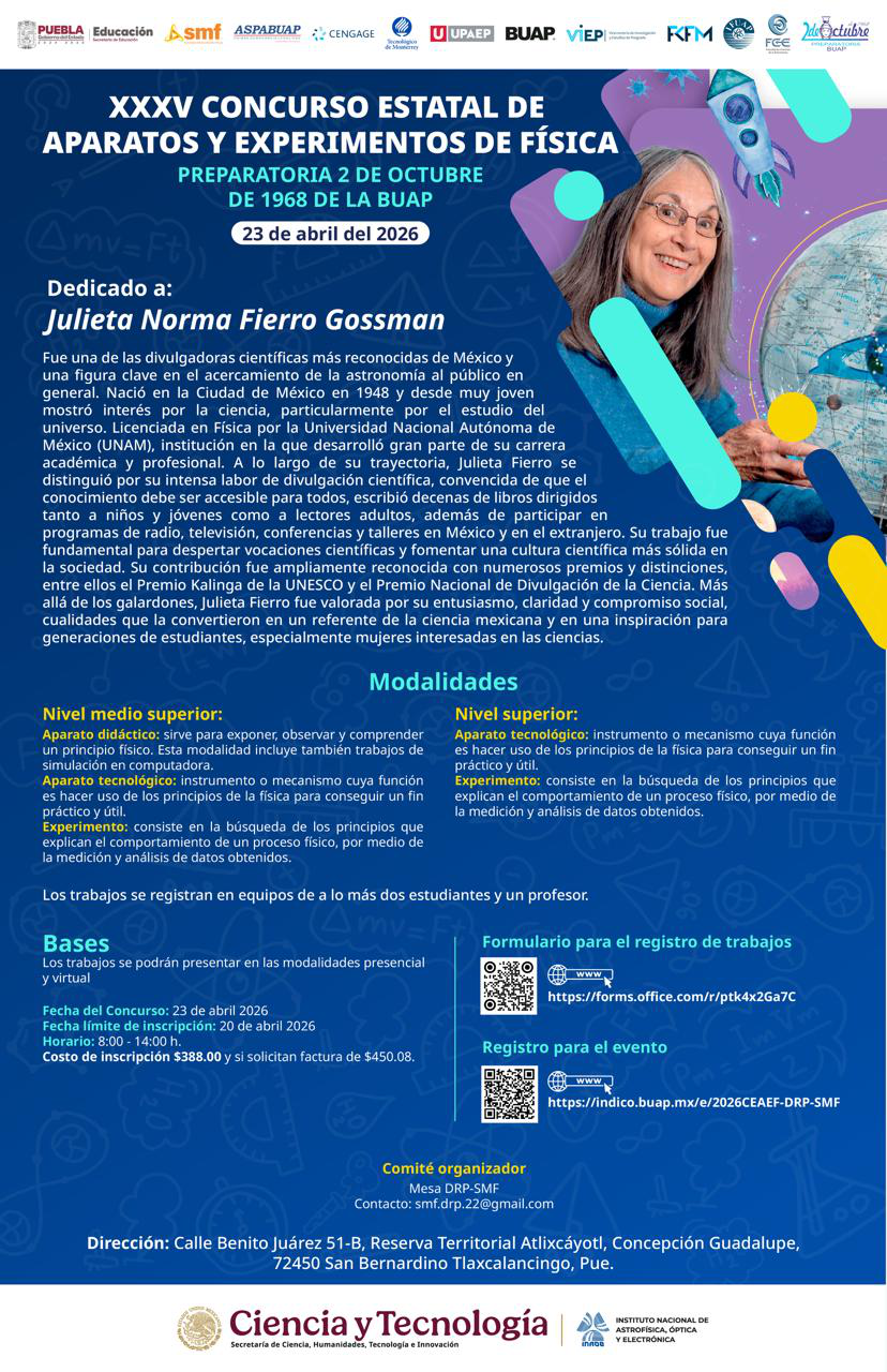 2026 Concurso Estatal de Aparatos y Experimentos de Física (DRP-SMF)